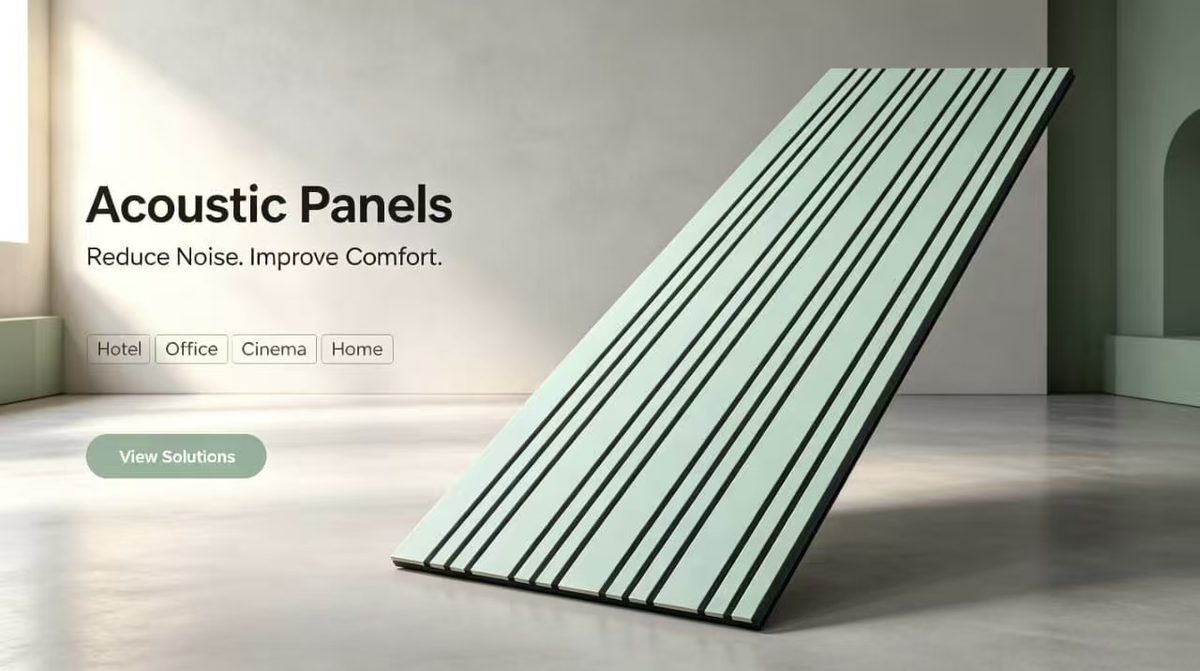 Blue-green wide and narrow groove acoustic panels for cinemas and home theaters