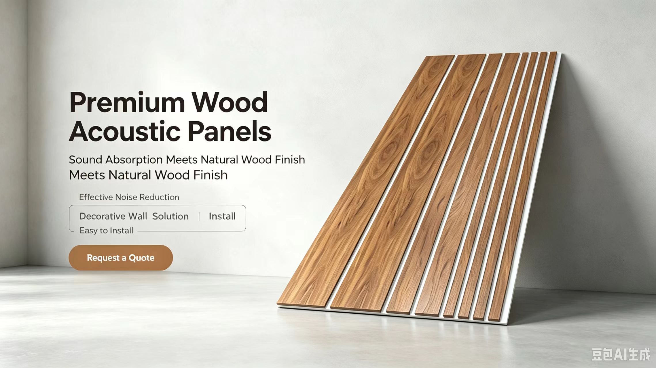 Light walnut wide and narrow groove acoustic panel color option