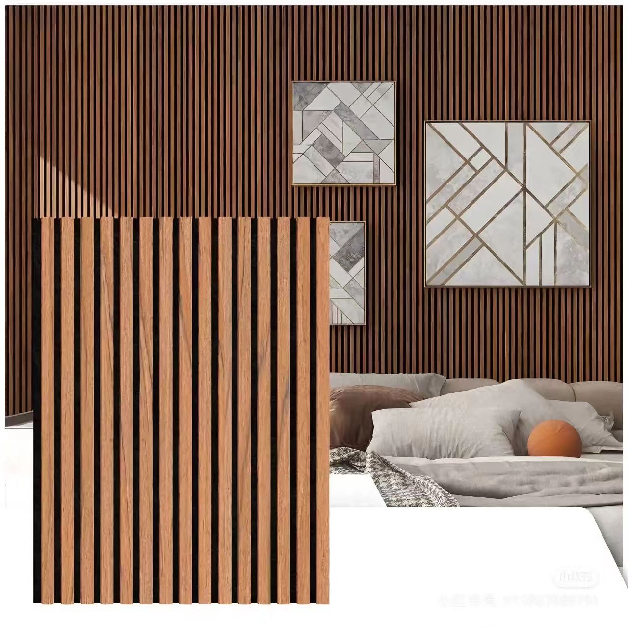Genuine natural wood veneer acoustic wall panels for luxury interiors