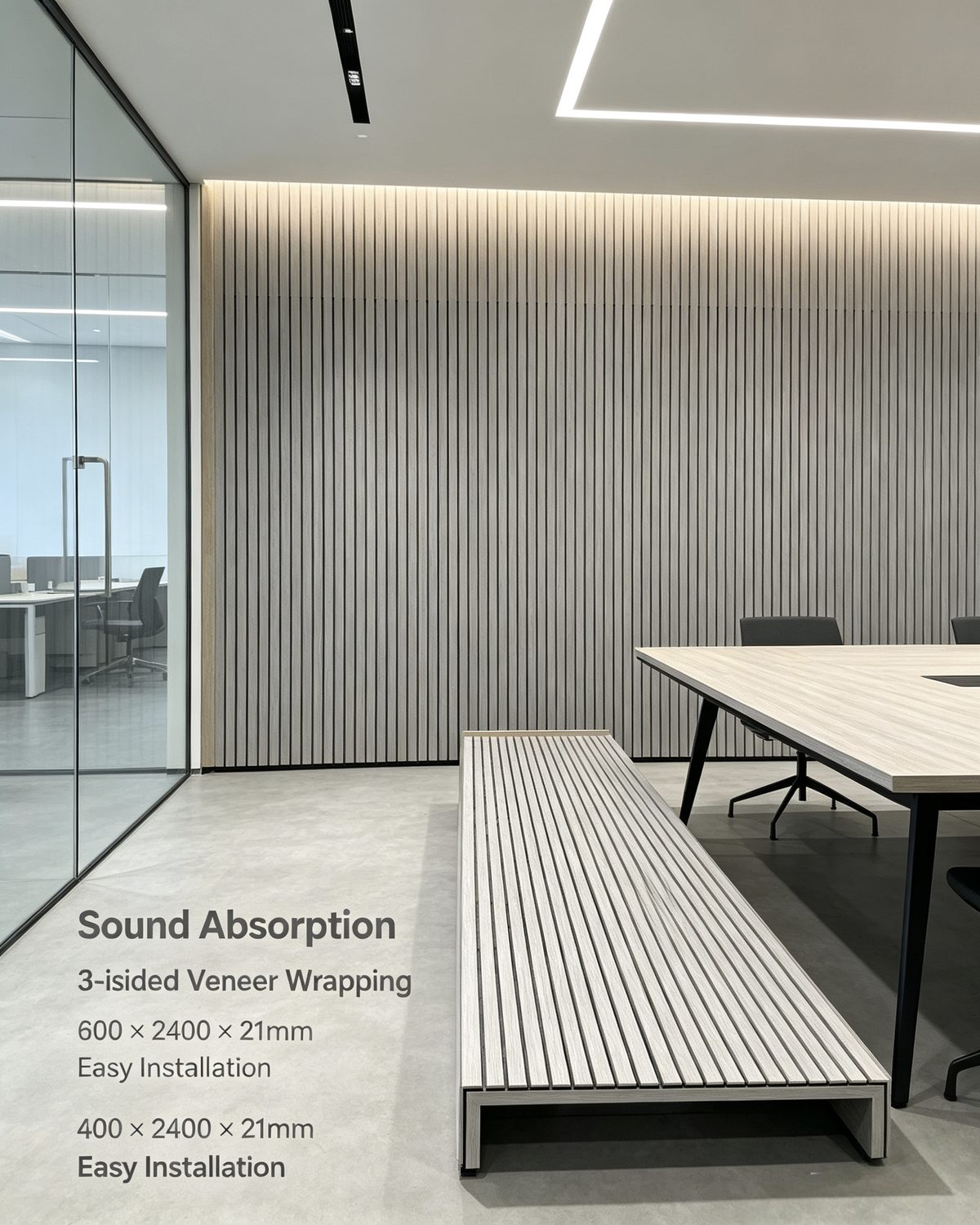 Gray 22V technology wood veneer acoustic panel color option