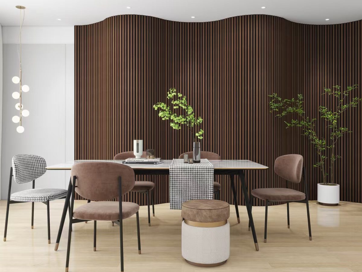 Acoustic panel wall treatment in office space
