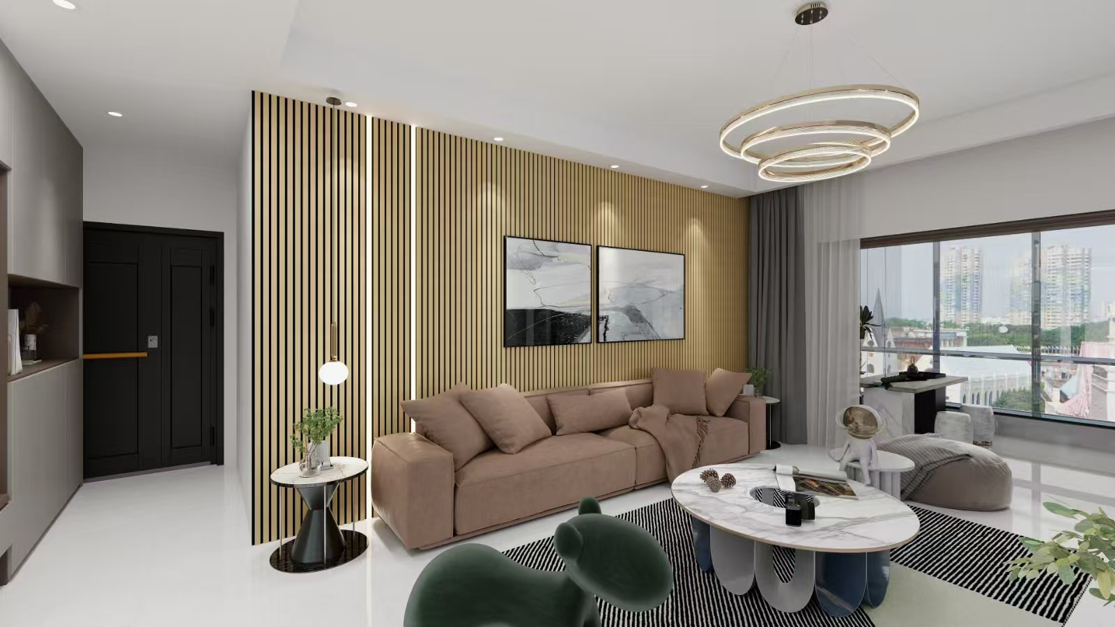 Acoustic wall panel in modern living room
