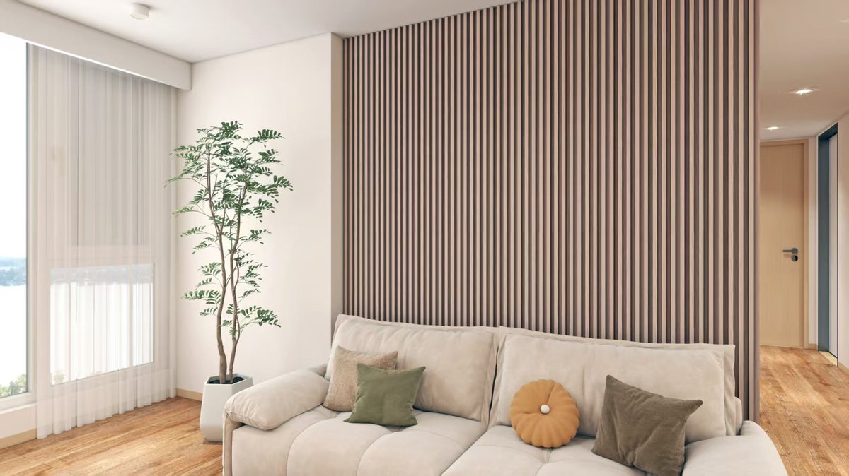 Acoustic panel installation in hotel corridor