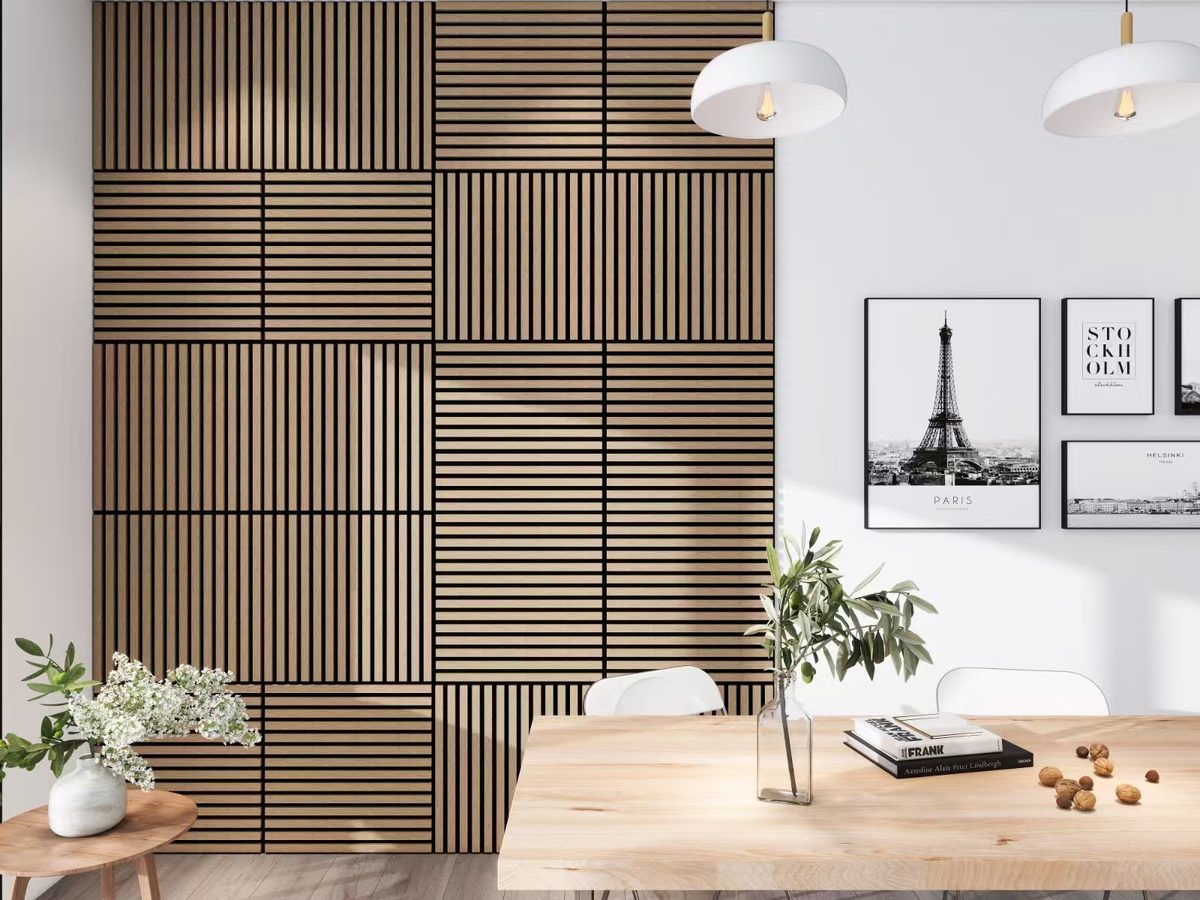 Acoustic panel wall in conference room