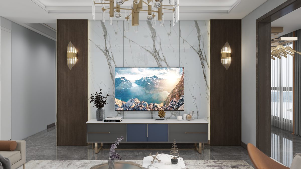 Classic white marble SPC wall panel in commercial space