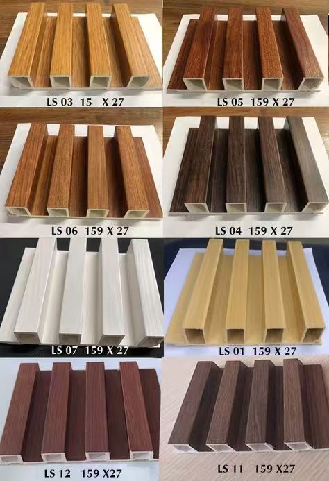 PVC fluted wall panels wood grain color chart — walnut, teak, oak and other wood tone options for wholesale buyers