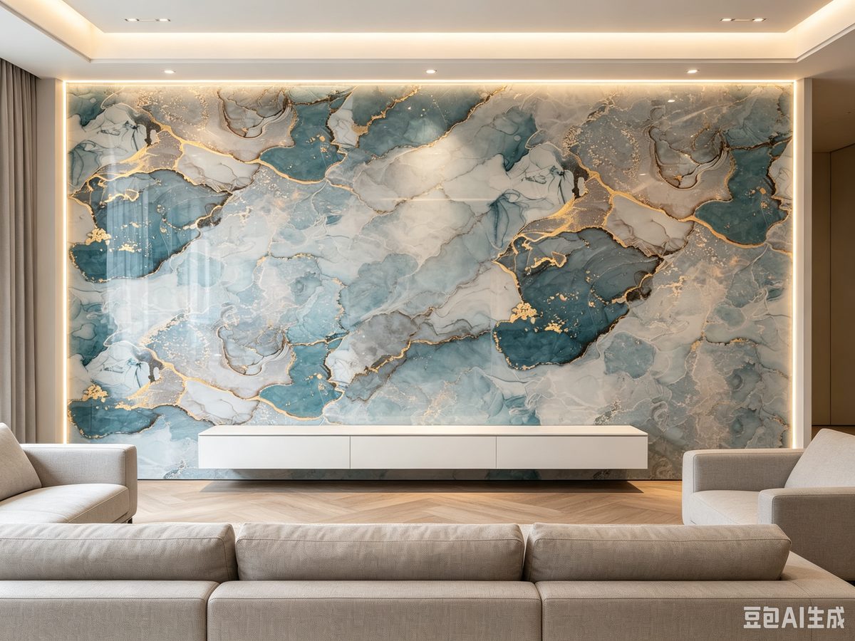 SPC wall panel structure layers: UV coating, heat transfer film, SPC core and PE protective film